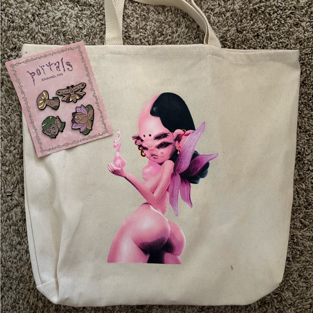 Melanie Martinez Portals Tour Official Merch: gently used tote and NWT pins